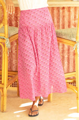 APPROVED Dropped Waist Skirt | Pink/Rust - Aspiga