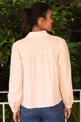 Livi Stripe Organic Cotton Blouse | Coral/White