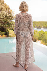 Tina Organic Cotton Cover Up | Soft Cheetah Print White/Taupe