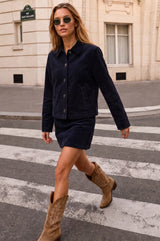 Cropped Corduroy Jacket | Deep Navy