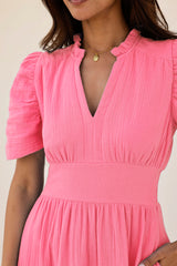 Esha Organic Cotton Cheesecloth Dress | Pink