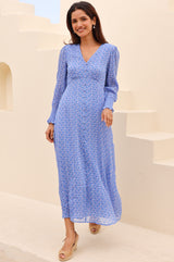 APPROVED Long Sleeve Sally Anne Dress | Blue/Cobalt - Aspiga