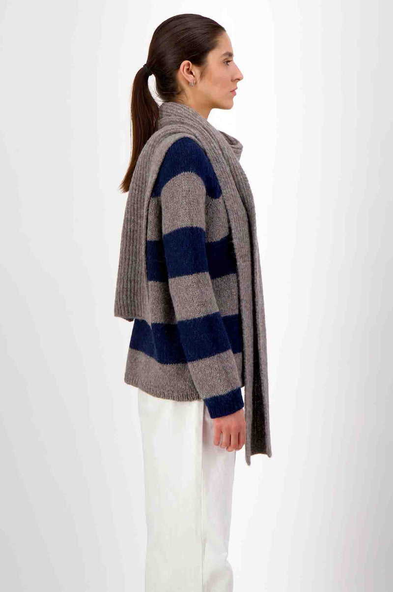 Caroll Round Neck Sweater | Navy/Grey