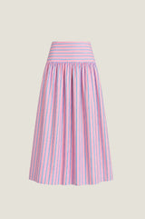 Stripe Dropped Waist Skirt | Pink