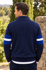 Men's Merino Wool Quarter Zip | Navy/Cobalt/Cream