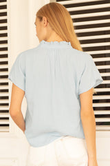 Relaxed Organic Cotton Cheesecloth Blouse | Sky Blue