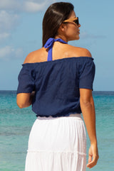 Ilana Frill Organic Cotton Gauze Top | Navy