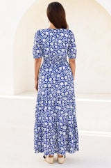APPROVED * Billie Short Sleeve Organic Cotton Dress | Blue/White - Aspiga