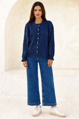 Vienna Long Sleeve Blouse | Navy