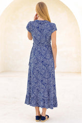 Demi EcoVero™ Wrap Dress | Circle Navy/White