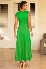 APPROVED Lexi Hammered Satin Dress | Bright Green - Aspiga