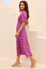 APPROVED Sally Anne Short Sleeve Dress | Blue/Pink - Aspiga