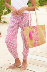 Harem Trousers | Flower White/Pink - Aspiga