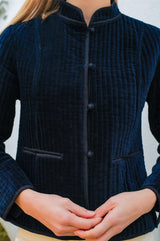 Velvet Quilted Jacket | Navy