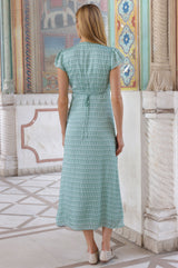 Sophie Viscose Dress | Sage/White