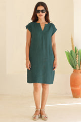 APPROVED * Dori Linen Dress | Teal - Aspiga