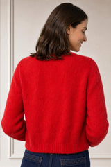 Alpaca Blend Brittany Cardigan | Red