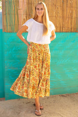 Rose One Size Skirt | Green/Orange - Aspiga
