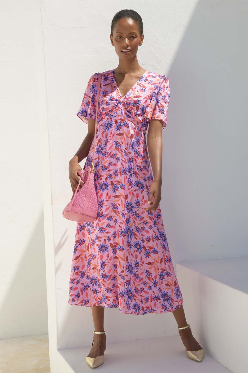 Aspiga Ladies Sustainable Anais Floral Dress Pink Purple