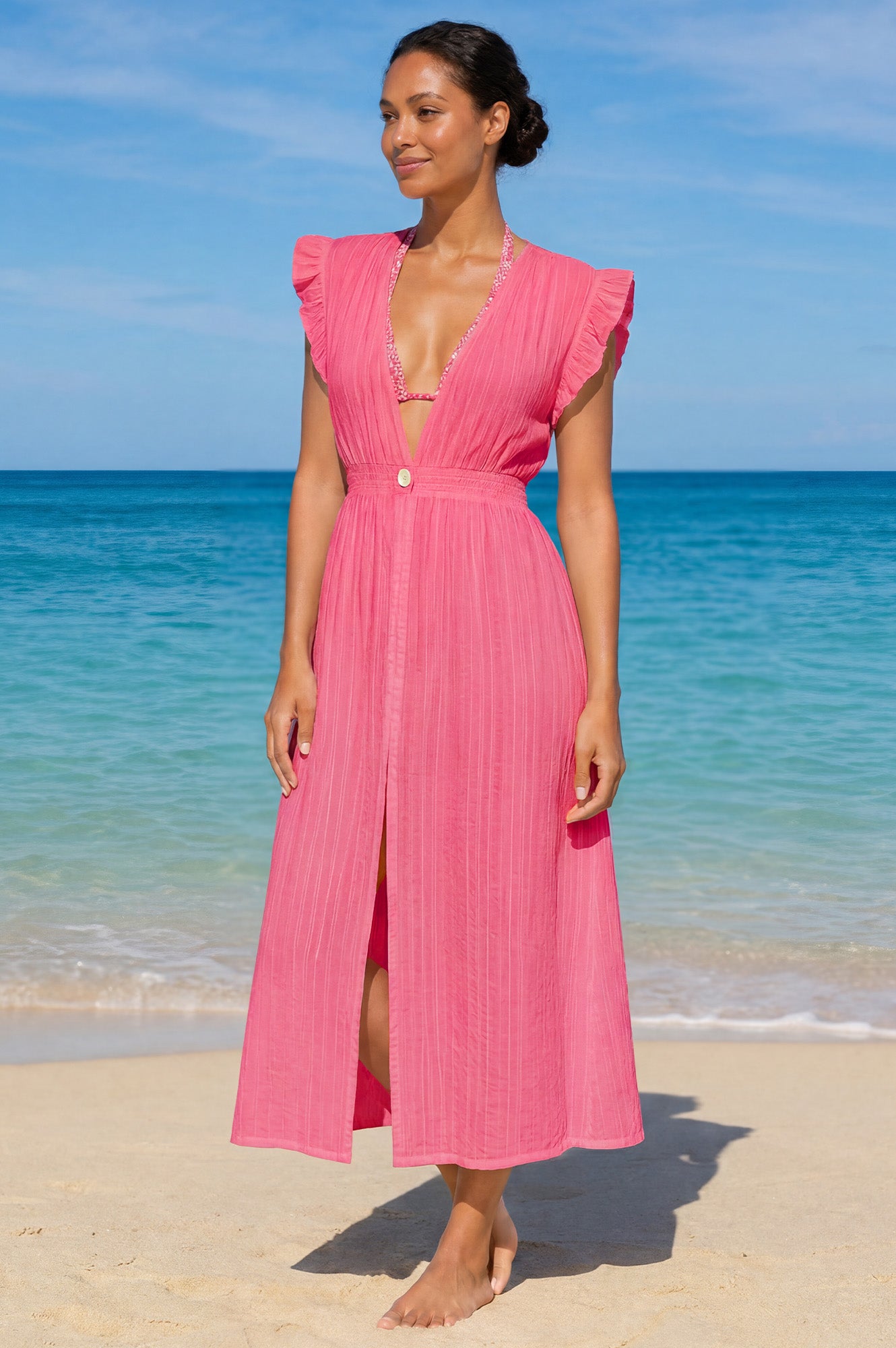 Lou Wrap Kaftan | Pink