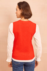 Merino Wool Knitted Short Tank | Bright Orange