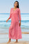 Mykonos Organic Cotton Maxi Beach Dress | White/Red