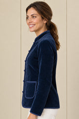 Velvet Quilted Jacket | Navy