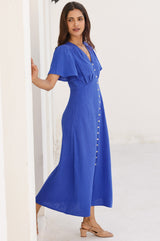Tessa Organic Cotton Cheesecloth Dress | Cobalt - Aspiga