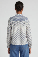 Livi Organic Cotton Blouse | Cream/Blue