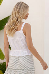 Lace Cotton Cami | White