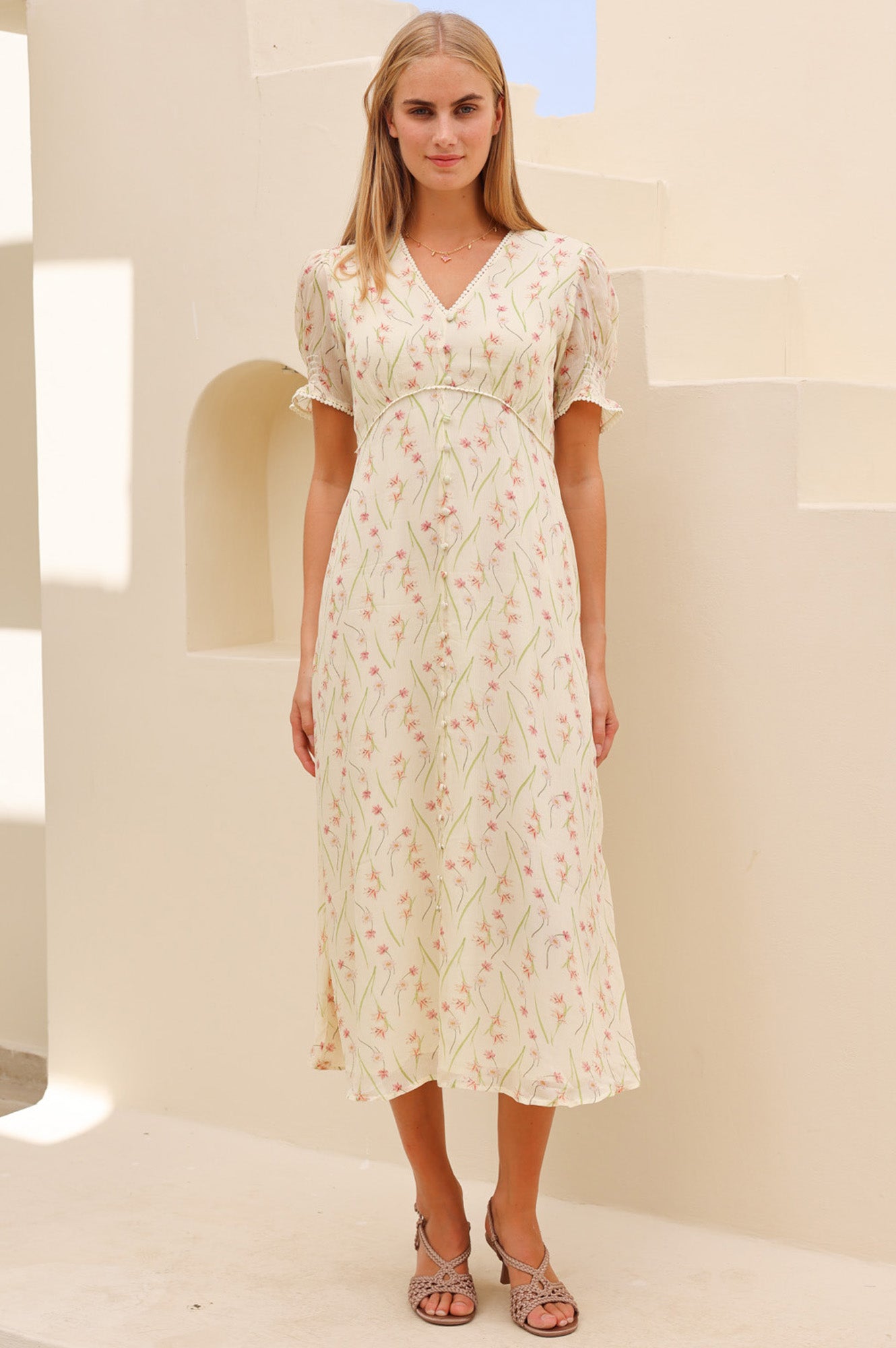 RHS Sally Anne Short Sleeve Dress | Cream