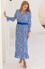 APPROVED Maeve EcoVero™ Dress | White/Blue - Aspiga