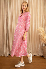 Mara Organic Cotton Dress | Primula Print Pink/White