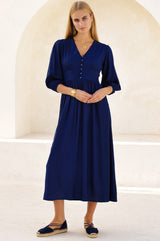 APPROVED Jyoti Rayon Dress | Navy - Aspiga