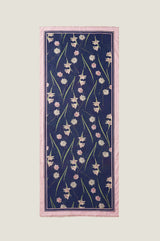 RHS Printed Cotton Modal Scarf 70cm x 180cm | Navy/Pink