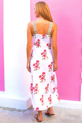 APPROVED Margaritte Block Print Organic Cotton Dress | Pink/Green - Aspiga