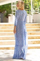 Mykonos Maxi Dress | White/Blue