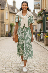 Emily EcoVero™ Dress | Sage/Cream - Aspiga