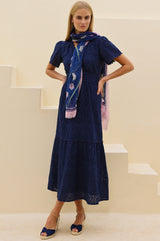 APPROVED Edie Cotton Broderie Dress | Navy - Aspiga