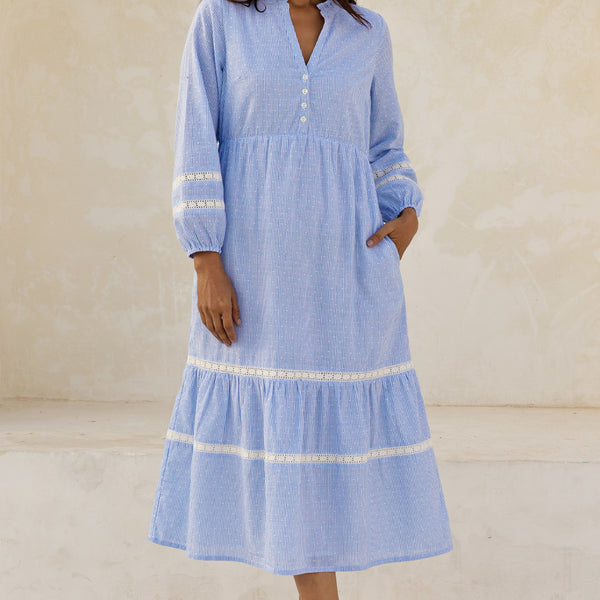 Aspiga Sustainable Womens Sadie Stripe Dobby Dress Summer Holiday