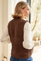 Borg Wool Blend Gilet | Chocolate