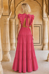 Rose Frill Maxi Dress | Pink