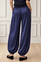 Viscose Satin Balloon Trouser | Navy