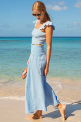 APPROVED * Bryony Organic Cotton Cheesecloth Top | Sky Blue - Aspiga