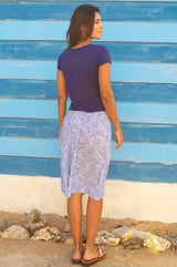 Tilda Viscose Crinkle Skirt | White/Blue