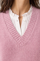 Merino Wool V Neck Tank | Blush