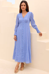 APPROVED Long Sleeve Sally Anne Dress | Blue/Cobalt - Aspiga