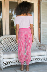 Harem Organic Cotton Trousers | Buttercup Pink/White