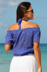 Ilana Frill Organic Cotton Gauze Top | Cobalt - Aspiga