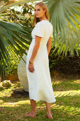 Tessa Organic Cotton Cheesecloth Dress | White - Aspiga